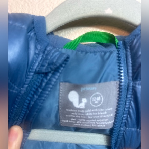 Primary Unisex Hooded Baby Blue Puffer Suit Size 18-24M - Picture 5 of 5